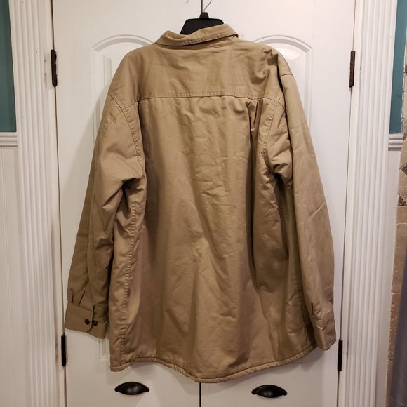 "JW" RUGGED FLEX OUTDOORSMAN LONG SLEEVE SHIRT JACKET 2XL BEIGE FLEECE LINED - Picture 2 of 7